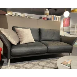 Sofa Como Leder Schwarz Fuß Verchromt