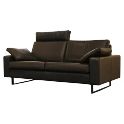 Sofa Conseta 87 Bodenfrei Leder 913 Puro Schwarz mit 2 Kissen und Kopfstütze