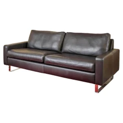 Sofa Conseta Bezug Leder Puro 458 Schwarz Chromkufen
