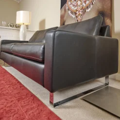 Sofa Conseta Bezug Leder Puro 458 Schwarz Chromkufen