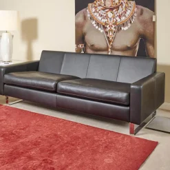 Sofa Conseta Bezug Leder Puro 458 Schwarz Chromkufen