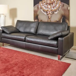 Sofa Conseta Bezug Leder Puro 458 Schwarz Chromkufen