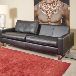 Sofa Conseta Bezug Leder Puro 458 Schwarz Chromkufen