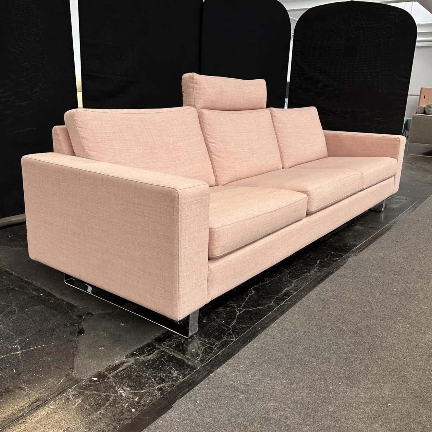 Sofa Conseta Bezug Stoff A0316 Canvas 100 614 Rosa Metallkufe Verchromt Inklusive Kopfstütze