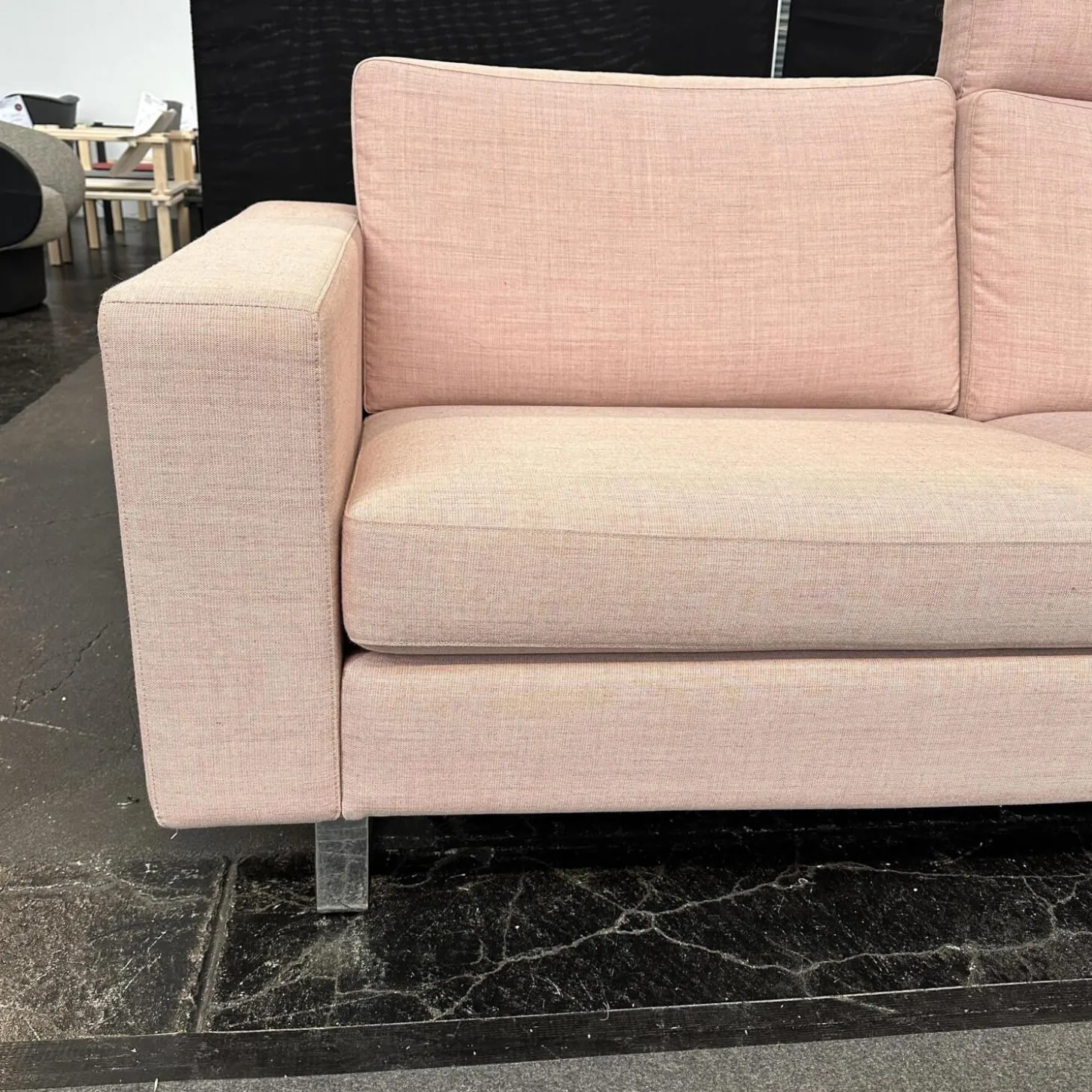 Sofa Conseta Bezug Stoff A0316 Canvas 100 614 Rosa Metallkufe Verchromt Inklusive Kopfstütze