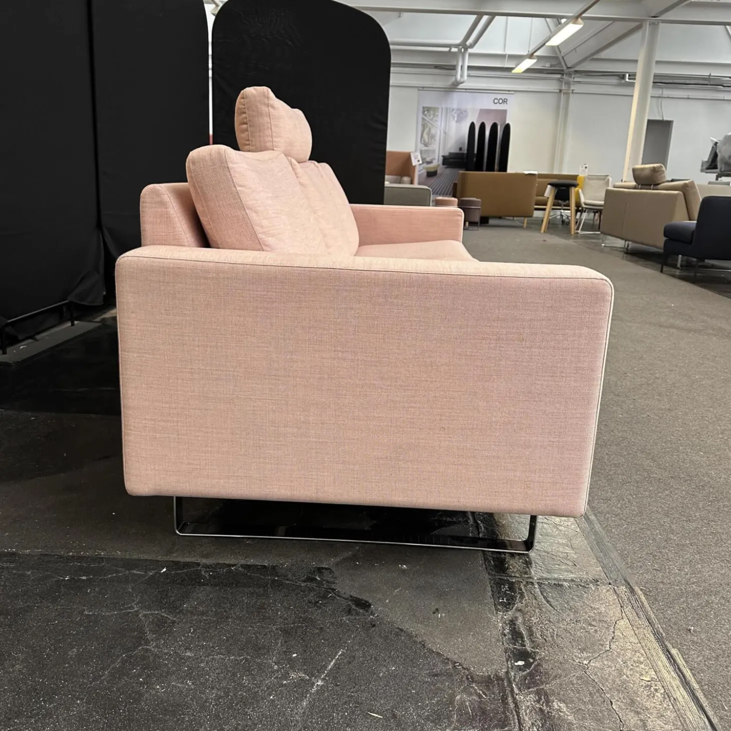 Sofa Conseta Bezug Stoff A0316 Canvas 100 614 Rosa Metallkufe Verchromt Inklusive Kopfstütze