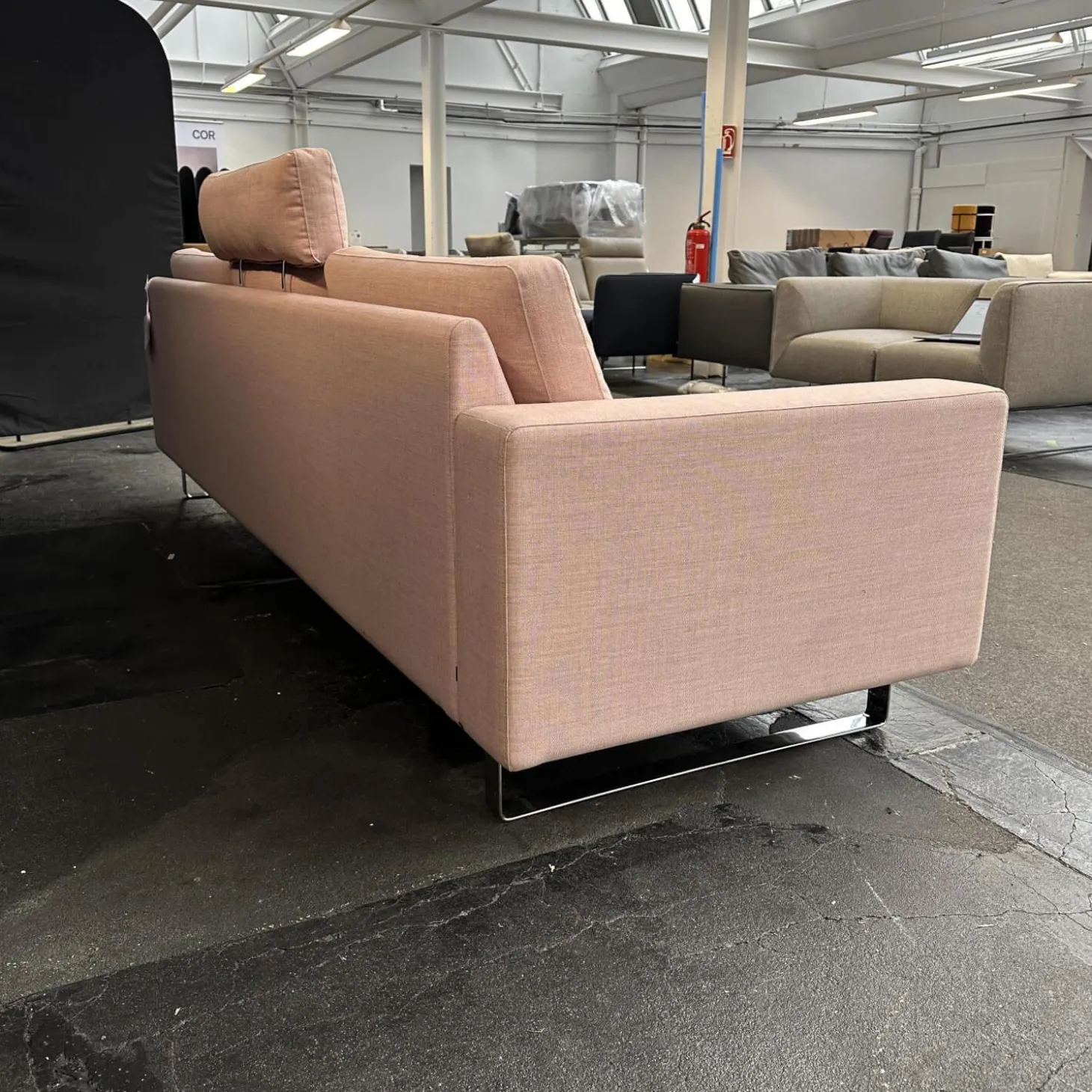 Sofa Conseta Bezug Stoff A0316 Canvas 100 614 Rosa Metallkufe Verchromt Inklusive Kopfstütze