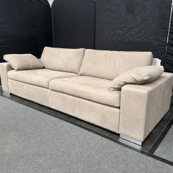 Sofa Conseta Leder 683 Taupe Beige Rahmenfuß Verchromt Füllungen Luftzellen Inklusive Armlehnenkissen