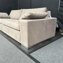 Sofa Conseta Leder 683 Taupe Beige Rahmenfuß Verchromt Füllungen Luftzellen Inklusive Armlehnenkissen