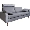 Sofa Conseta Stoff 5010 Anthrazit Schmalfuß Metall Verchromt mit Kissen und Kopfstütze
