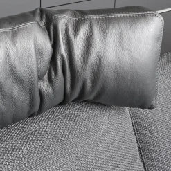 Sofa Conseta Stoff 5010 Anthrazit Schmalfuß Metall Verchromt mit Kissen und Kopfstütze