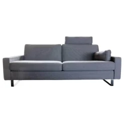 Sofa Conseta Stoff 10068 Asphalt Grau Bodenfrei Metallkufen Schwarz Pulverbeschichtet Mit Armlehnen Und Kopfstütze