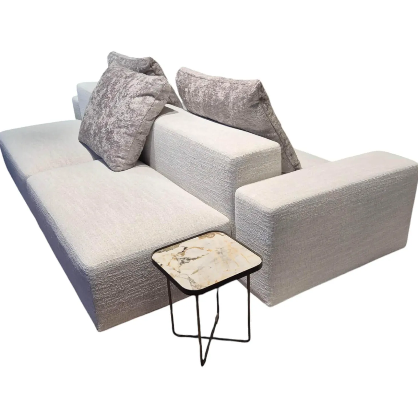 Sofa Crossline Stoff Porto 101 Creme Weiß mit 3 Kissen