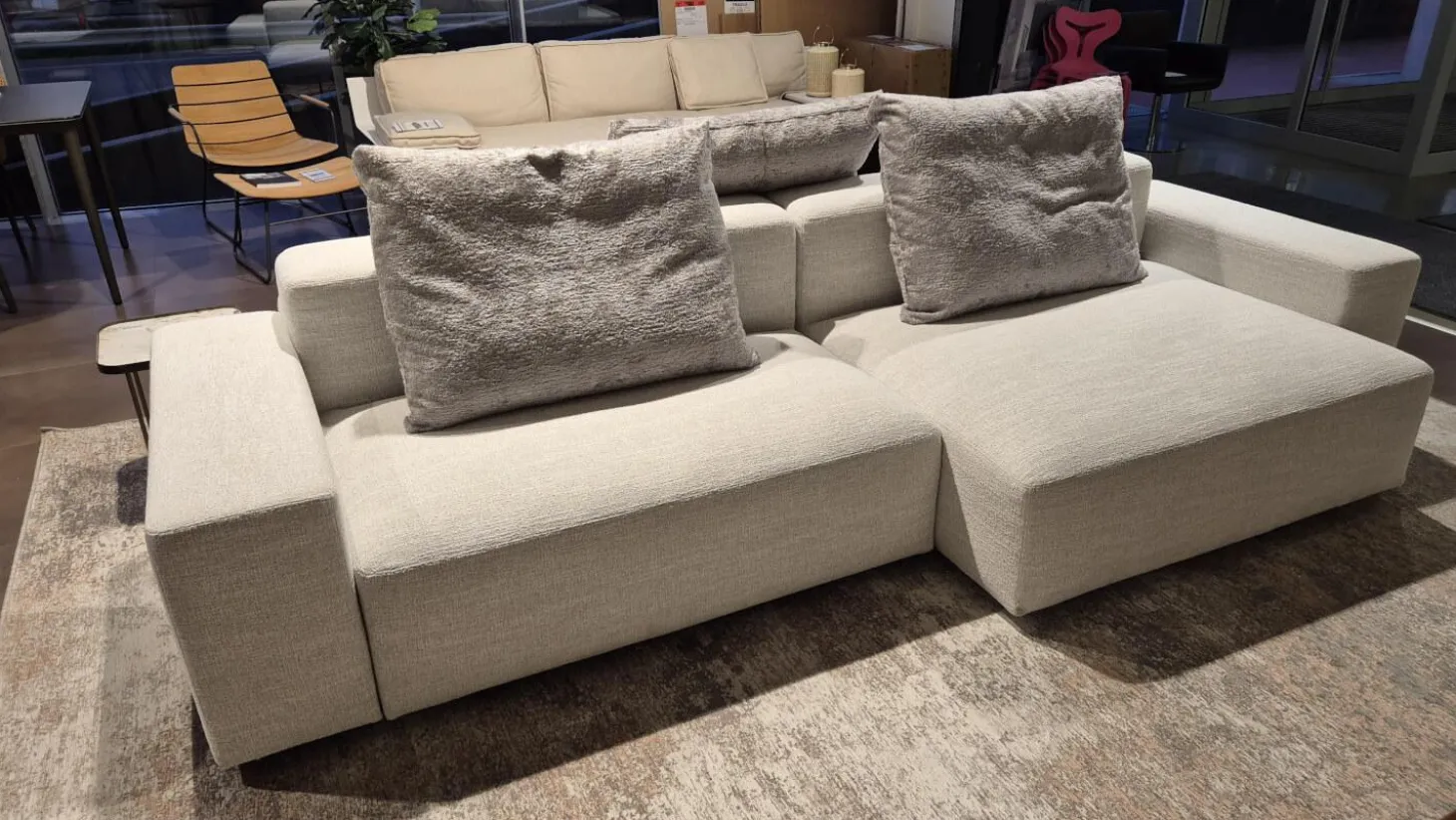Sofa Crossline Stoff Porto 101 Creme Weiß mit 3 Kissen