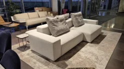 Sofa Crossline Stoff Porto 101 Creme Weiß mit 3 Kissen