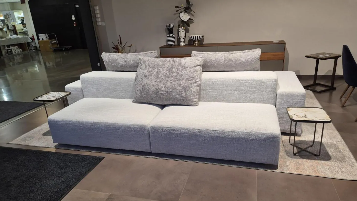 Sofa Crossline Stoff Porto 101 Creme Weiß mit 3 Kissen