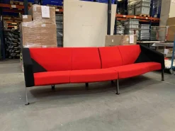 Sofa Decision Stoff Rot Schwarz Gestell Verchromt
