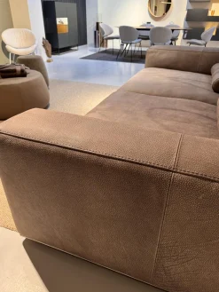 Sofa Dolce Vita Lifestyle Leder Piumone Vintage Grigio Grau Beige Gestell Metall Schwarz Verchromt