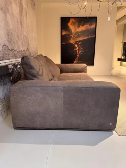 Sofa Dolce Vita Lifestyle Leder Piumone Vintage Grigio Grau Beige Gestell Metall Schwarz Verchromt