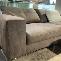 Sofa Dolcevita Leder 4 Piumone Vintage Grigio Graubeige Gestell Metall Verchromt Schwarz