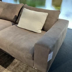 Sofa Dolcevita Leder 4 Piumone Vintage Grigio Graubeige Gestell Metall Verchromt Schwarz