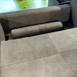 Sofa Dolcevita Leder 4 Piumone Vintage Grigio Graubeige Gestell Metall Verchromt Schwarz