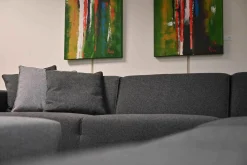 Sofa Donovan Stoff Robin Anthrazit mit 2 Hockern