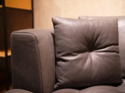 Sofa Dreisitzig DS-0040 Leder Espresso Braun Untergestell Hochglanz Verchromt Rückenpolster Hochklappbar