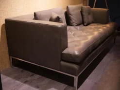 Sofa Dreisitzig DS-0040 Leder Espresso Braun Untergestell Hochglanz Verchromt Rückenpolster Hochklappbar