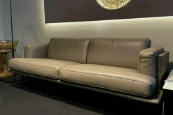 Sofa DS 175/23 Rahmen Und Korpus Leder Select 2418 Taupe Grau Sitz Leder Touch 2517 Taupe Grau Stahlkufen Schwarz Matt