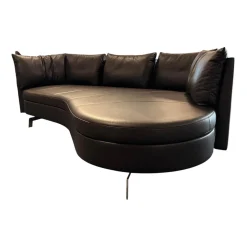 Sofa DS-167 Leder Select 2477 Cigarro Braun Füße Edelstahl Poliert Rücken Umlaufend Verschiebbar