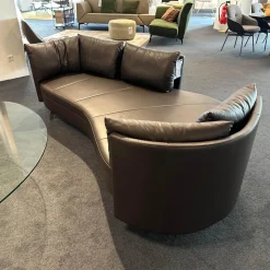 Sofa DS-167 Leder Select 2477 Cigarro Braun Füße Edelstahl Poliert Rücken Umlaufend Verschiebbar