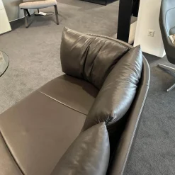 Sofa DS-167 Leder Select 2477 Cigarro Braun Füße Edelstahl Poliert Rücken Umlaufend Verschiebbar