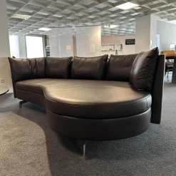 Sofa DS-167 Leder Select 2477 Cigarro Braun Füße Edelstahl Poliert Rücken Umlaufend Verschiebbar