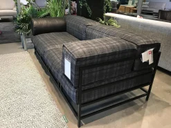 Sofa Easy Pieces Metal Stoff 4486 95 Mehrfarbig Grau Gestell Schwarz Inklusive Lederrolle Und Seitenkissen