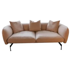 Sofa Echo Bezug Stoff Mica Melba Grau Gestell Metall Schwarz