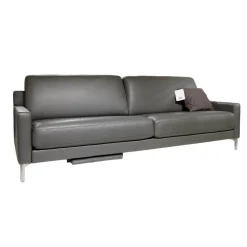 Sofa Ego F011 Bezug Leder 40.308 Schiefergrau Gussfuß Aluminium Poliert Inklusive 1 Kissen