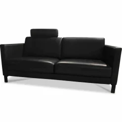 Sofa Ego in Leder 40 Verkehrsschwarz mit Kopfstütze