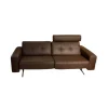 Sofa Ella Leder Paloma 094 Espresso 09433 Braun Gestell Massivholz Füße Metall Pulverbeschichtet Schwarz