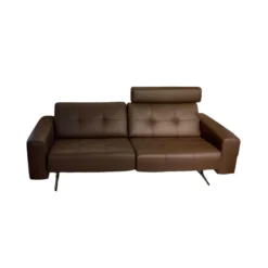 Sofa Ella Leder Paloma 094 Espresso 09433 Braun Gestell Massivholz Füße Metall Pulverbeschichtet Schwarz