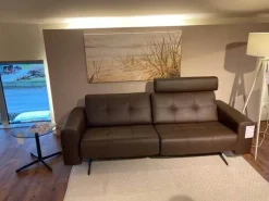 Sofa Ella Leder Paloma 094 Espresso 09433 Braun Gestell Massivholz Füße Metall Pulverbeschichtet Schwarz