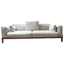 Sofa Elm Stoff 8300 Lichtgrau Grau Gestell Nussbaum Natur Geölt Braun Inklusive Kissen