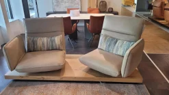 Sofa Experio Leder A India Jade Beige Plateau Echtholzfurnier Balkeneiche Mit Funktion Inklusive Nierenkissen