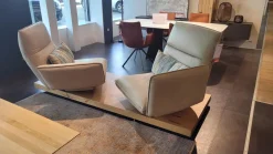 Sofa Experio Leder A India Jade Beige Plateau Echtholzfurnier Balkeneiche Mit Funktion Inklusive Nierenkissen