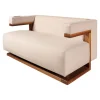 Sofa F51 2 Stoff Doma Beige Grau Gestell Nussbaum Massiv