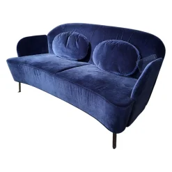 Sofa Floret Stoff 4473 0067 Blau Fuß Flachstahl Schwarz