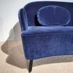 Sofa Floret Stoff 4473 0067 Blau Fuß Flachstahl Schwarz