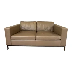 Sofa Foster 503 20 Leder Elen Fango Braun Gestell Schwarz Verchromt Inklusive Kunststoffgleiter