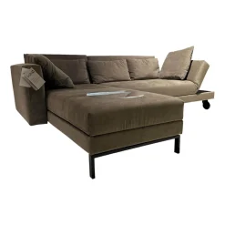 Sofa Four Two Stoff 2813 0021 Greige Grau Beige Metallkufen Und Rollen Schwarz