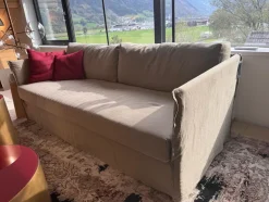 Sofa Fox Bezug Stoff Santos Taupe Beige Füße Metall Inklusive 2 Rückenkissen